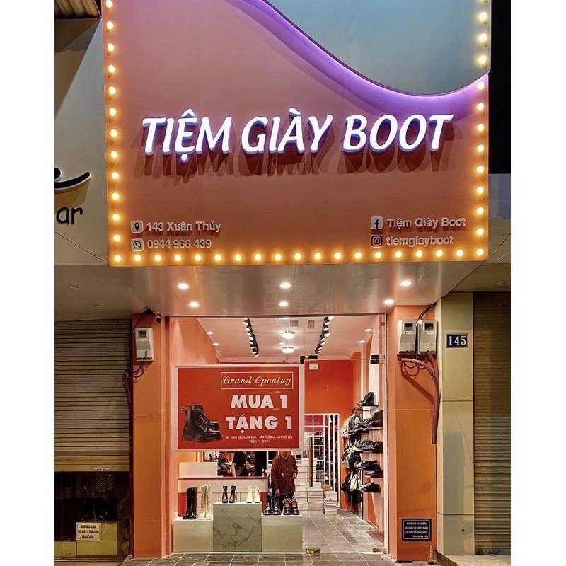 Boot Chiến Binh Đế Đinh⚡FREESHIP Có sẵn⚡ Siêu Êm - Mix Vải KQ55(Full Box Logo Tiệm Giày Boot)