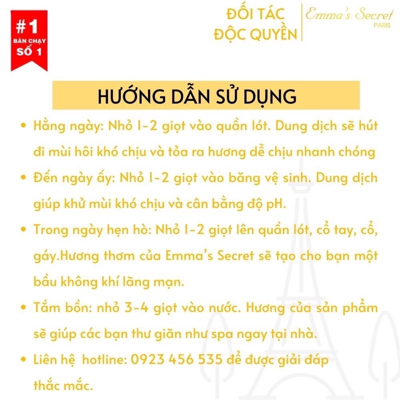 Nước Hoa Vùng Kín Emma’s Secret 10ml tặng chai 5ml cùng hãng khác mùi