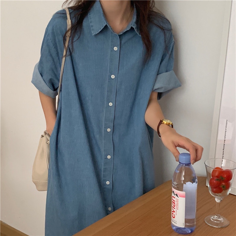 Đầm SUXI tay ngắn thiết kế đơn giản phong cách Hàn Quốc thời trang dành cho nữ