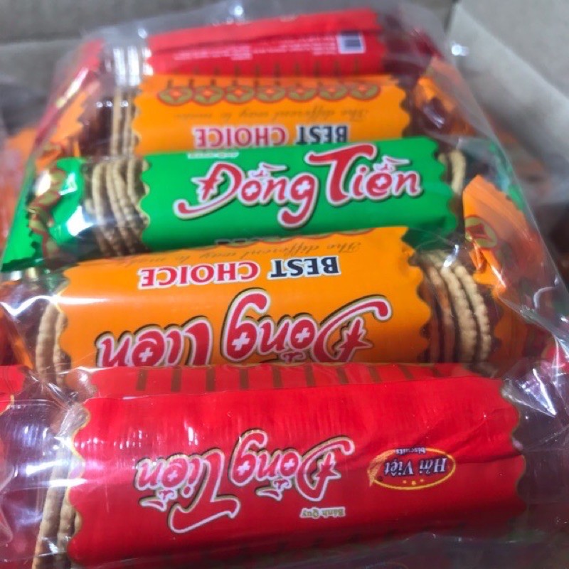 Bánh quy đồng tiền bịch 10 gói blem blem.