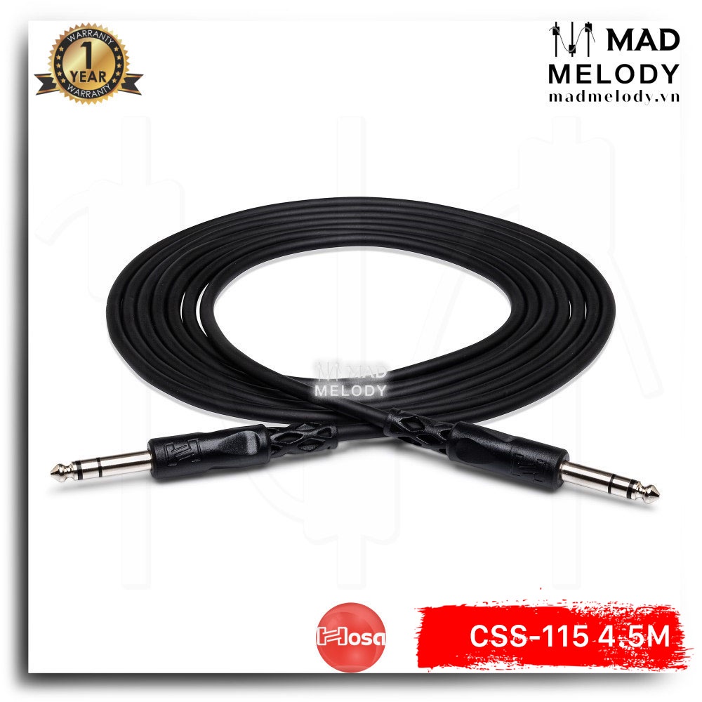 Hosa Balanced Interconnect CSS-115 (4.5m) (1/4in TRS - 1/4in TRS) [Dây cáp tín hiệu đơn 6.35mm TRS, NEW & chính hãng]