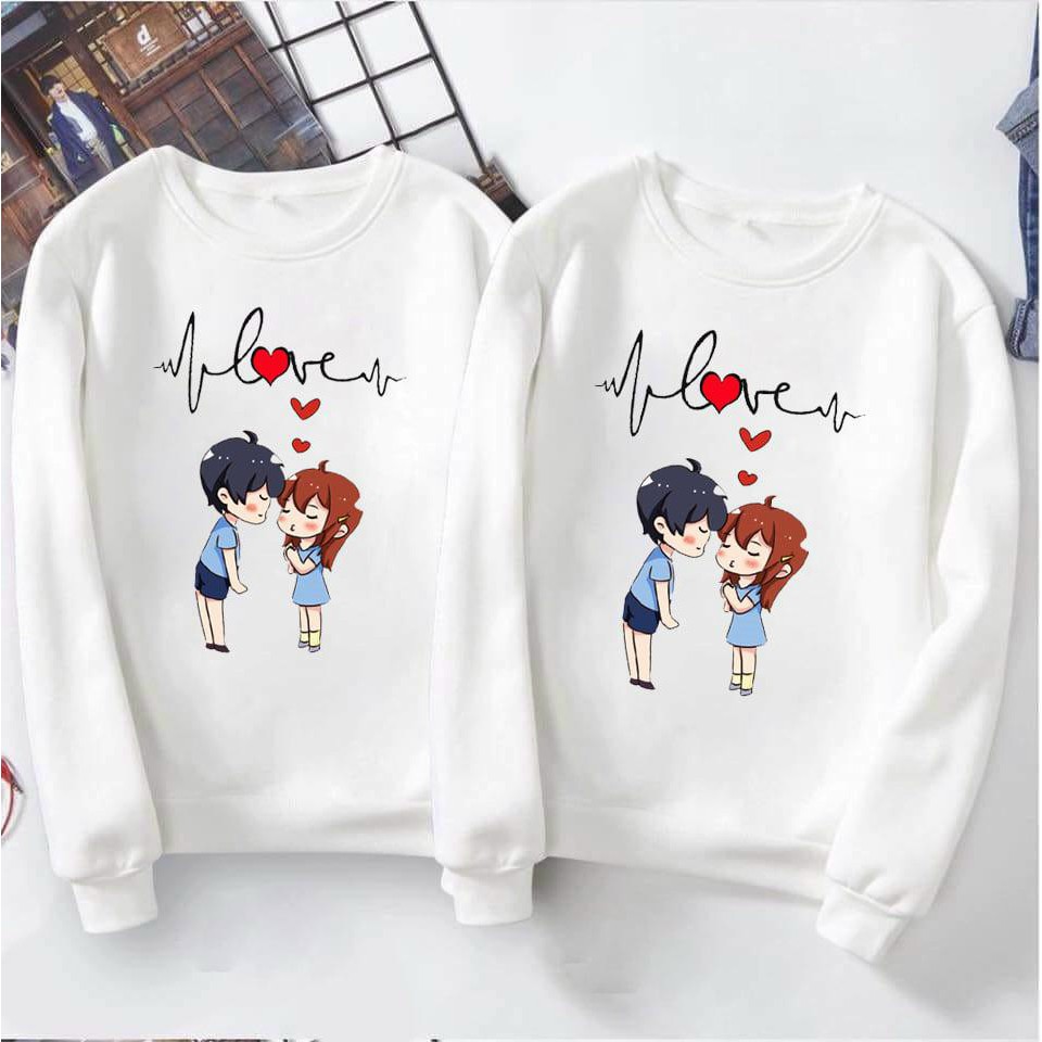 [áo đôi giá xưởng]áo đôi nỉ love yêu thương
