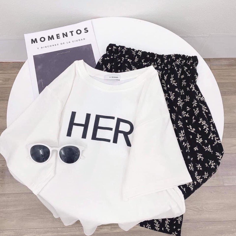 [Mã FAMARAL2 giảm 10K đơn 50K] Set áo váy ❤️ FREESHIP❤️SET ÁO PHÔNG KÈM CHÂN VÁY HOA NHÍ ĐEN