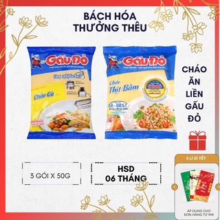 3 gói x 50gcháo ăn liền gấu đỏ vị gà vị thịt bằm