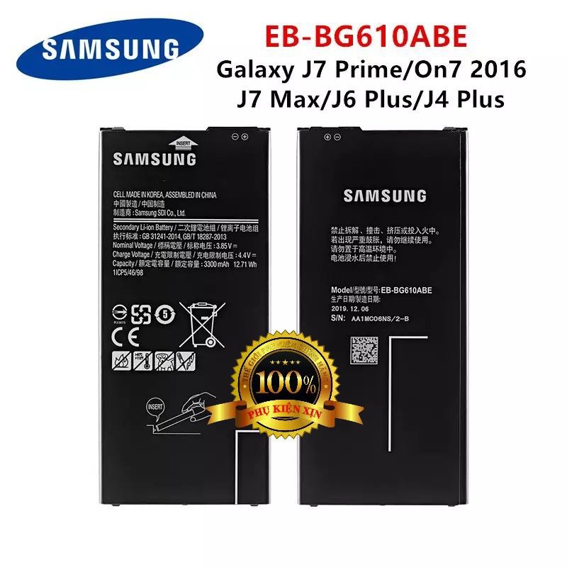 Pin Samsung J6 Plus J6 + SM-J610F / J4 + J4PLUS 2018 SM-J415 / J4 Core J410 EB-BG610ABE 3300MAh Chính Hãng