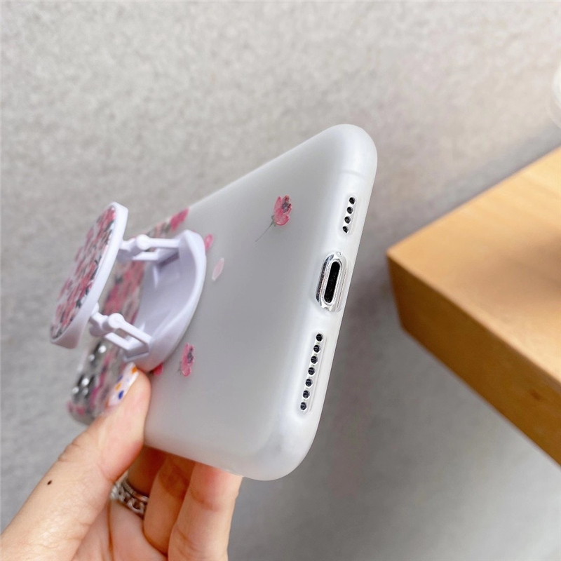 Ốp điện thoại mềm có giá đỡ in hoa 3D cho iPhone 6 6s 7 8 Plus X XS SE 2020