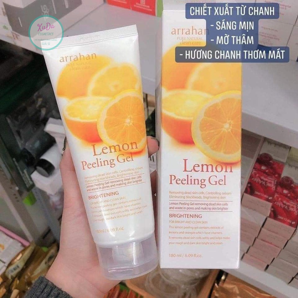 Tẩy da chết Arrahan Peeling gel Hàn Quốc 180ml tẩy da chết làm trắng da chiết xuất từ táo chanh sâm than hoạt tính