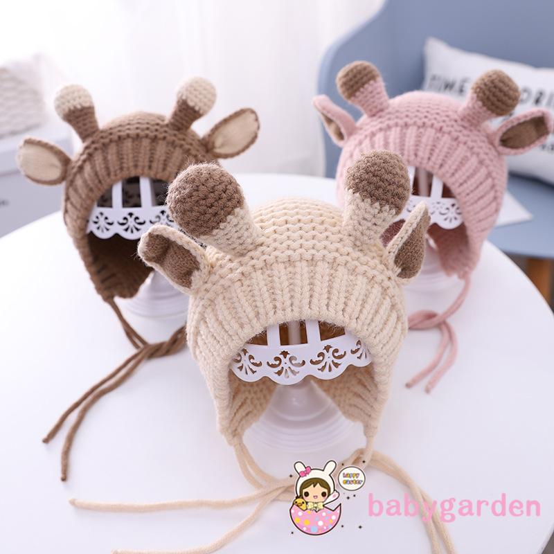 Mũ Len Ấm Áp Mềm Mại Hình Sừng Nai Hợp Thời Trang Cho Bé