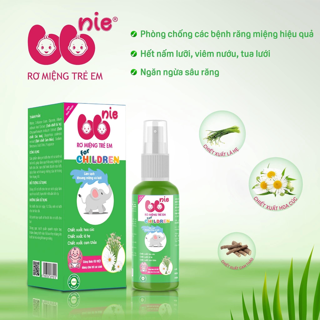 Chai Xịt Rơ Miệng Lưỡi Vị Cam Dâu Thiên Nhiên An Toàn Cho Bé BBNIE- Chai 40ml