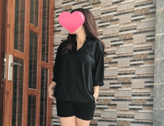 Áo sơ mi Oversize cổ V nút sau (mới)