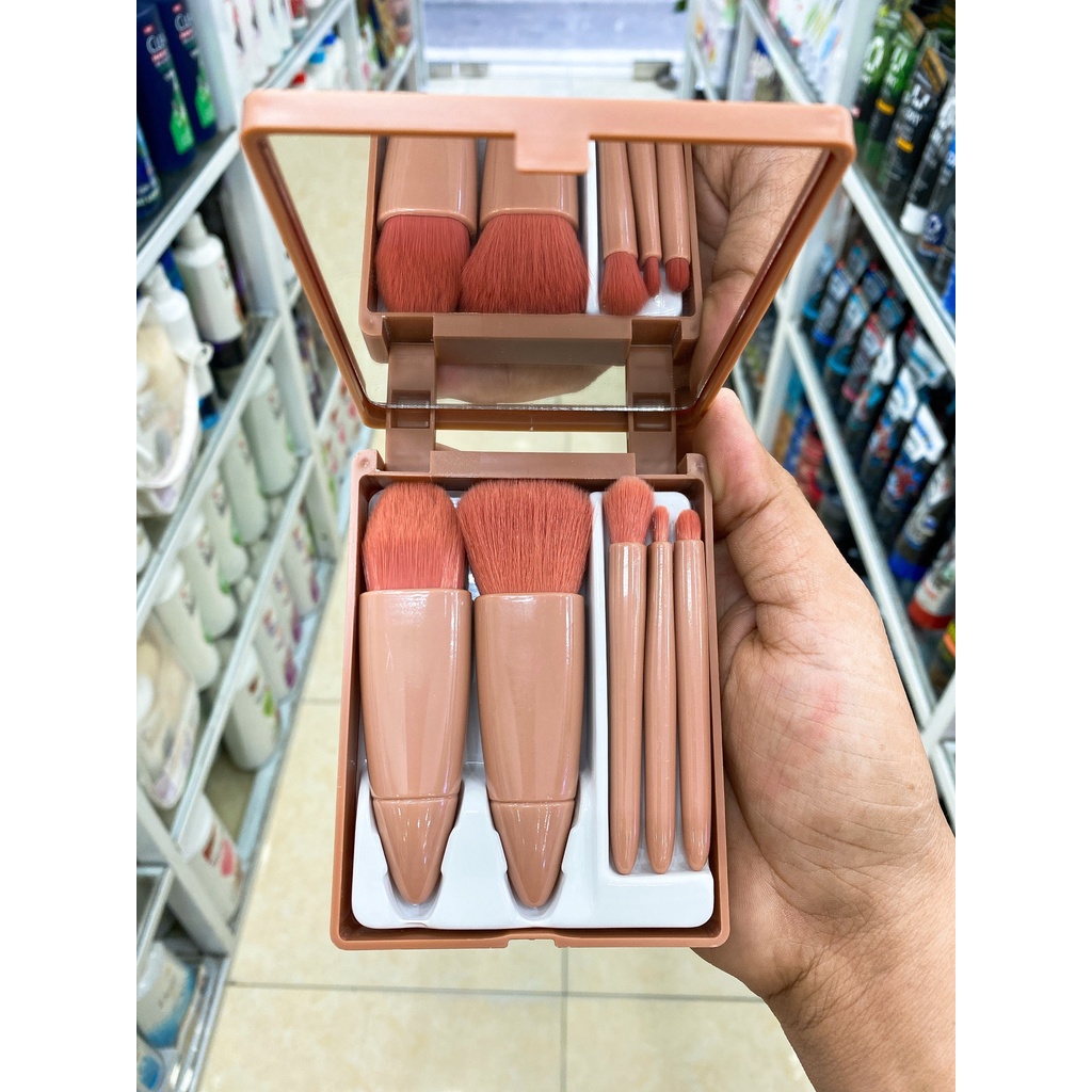 Set Bộ Cọ Trang Điểm Make Up Cá Nhân- Cọ Trang Điểm 5 Món Kèm Hộp Đựng Nội Địa Trung