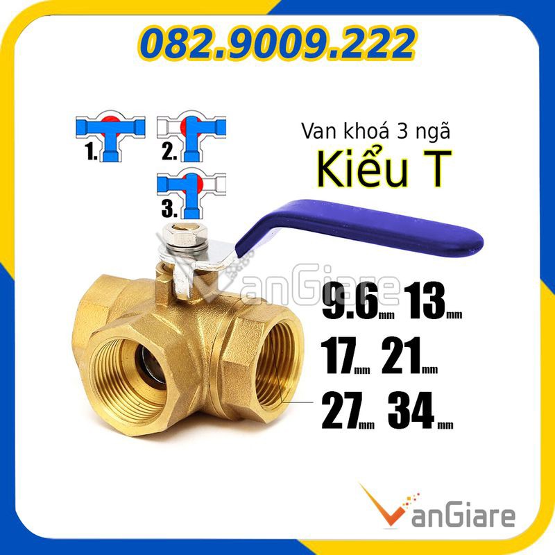 Van bi - Van nước 3 ngã kiểu T đồng thau