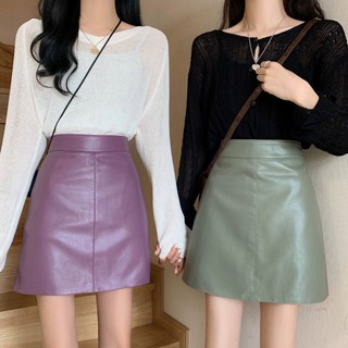 Chân váy da form chữ A chất da PU