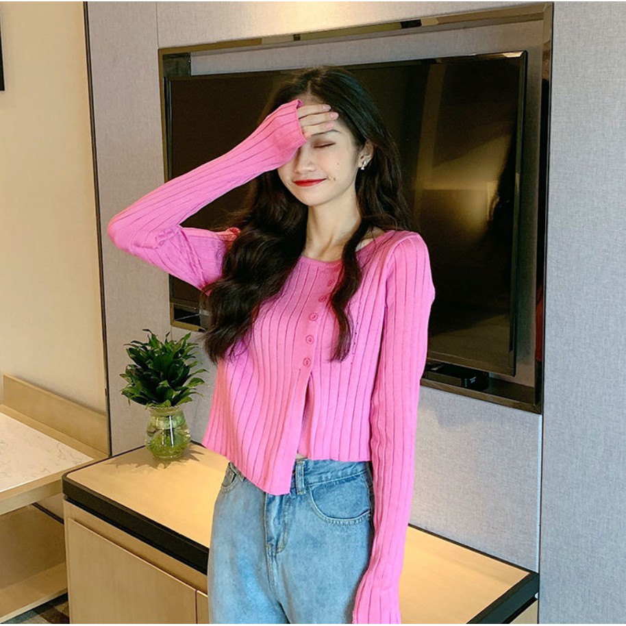 Áo Khoác Cardigan Dệt Kim Nữ Dáng Rộng Chống Nắng