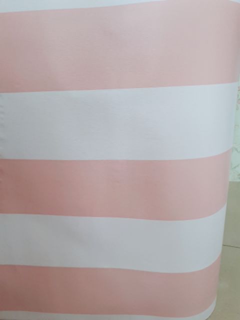 Giấy dán tường sọc trắng hồng khổ rộng 60cm loại dày