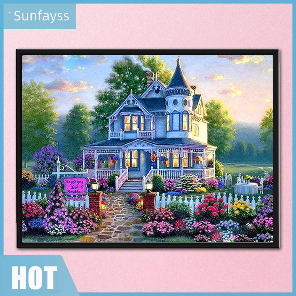 Bộ Tranh Thêu Chữ Thập Tự Làm Hình Phong Cảnh Trang Trí Sân Vườn