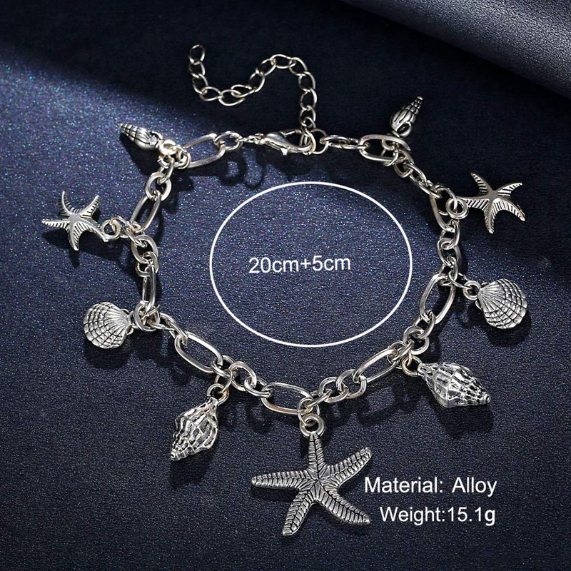 Starfish Turtle Multilayer Foot Jewelry For Women Ancient Silver | BigBuy360 - bigbuy360.vn