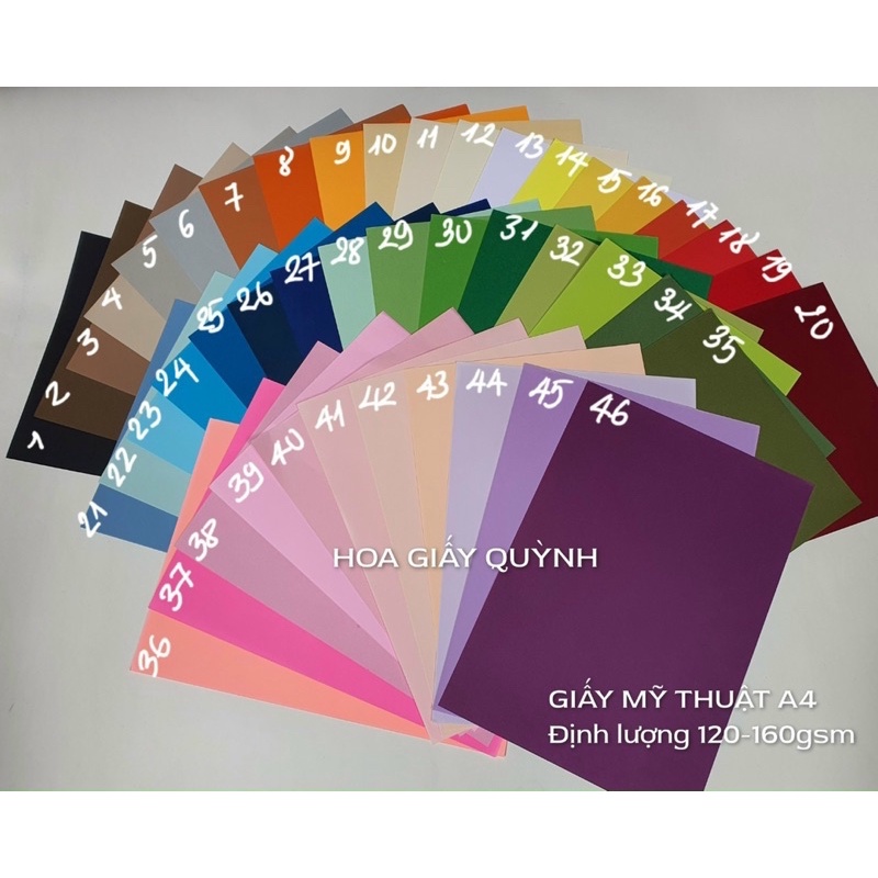 Combo 100 tờ giấy mỹ thuật A4 nhiều màu ĐL 120-160gsm