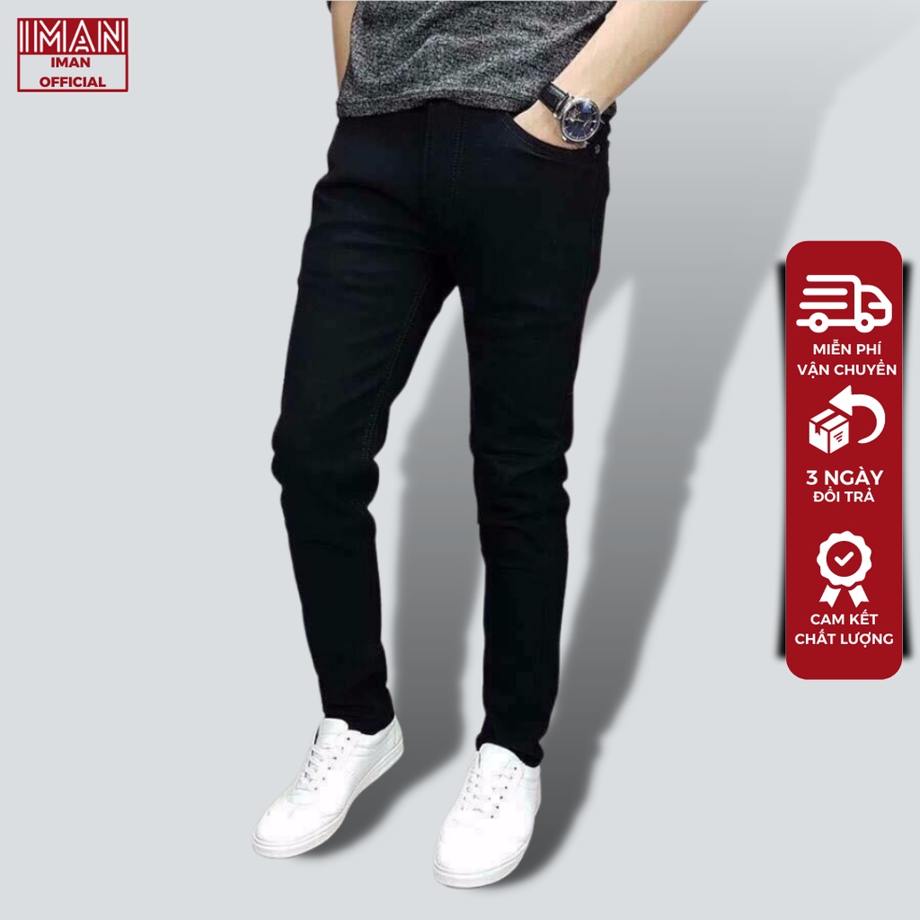 Quần jean nam đen skinmy trơn vải jeans bò cotton duck cao cấp mềm mịn, co dãn 4 chiều - form slim fit
