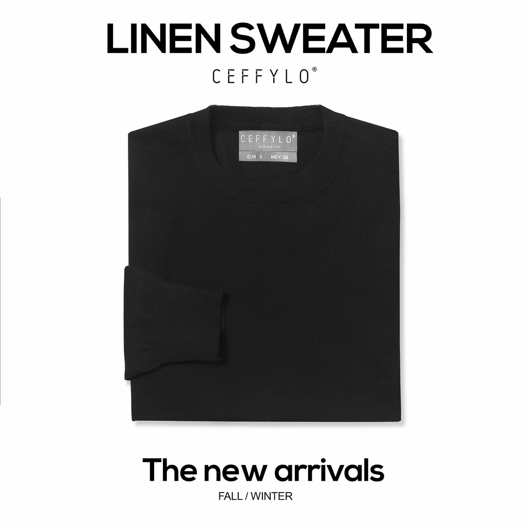 Áo Len Cổ Tròn Trơn Basic Đen, Chất Liệu Mềm Mịn Len Dệt Cao Cấp - CEFFYLO