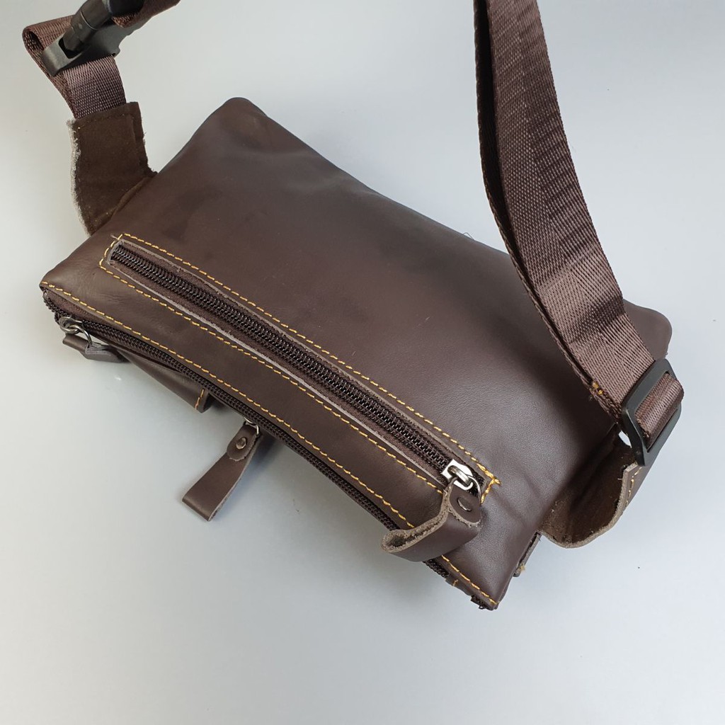 [Da thật]Túi đeo ngực kết hợp đeo hông nam da bò thật TD114 (Nâu sẫm) - 100% da bò thật, BH 3 năm | BigBuy360 - bigbuy360.vn