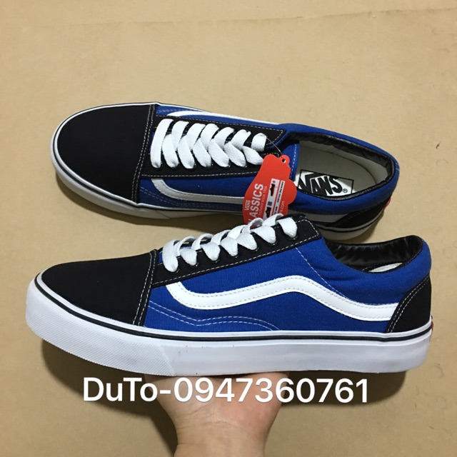 [SALE SỐC-SẴN HÀNG] Giày vans old skool pha XANH ĐEN size 36->43 NAM NỮ