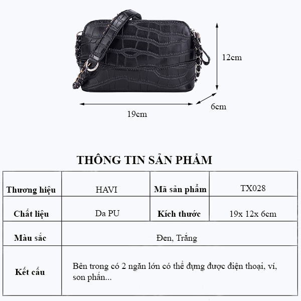 Túi Xách Nữ Đẹp, Đeo Chéo, Đeo Vai Đi Chơi, Đi Làm Thời Trang Cao Cấp Havi TX028