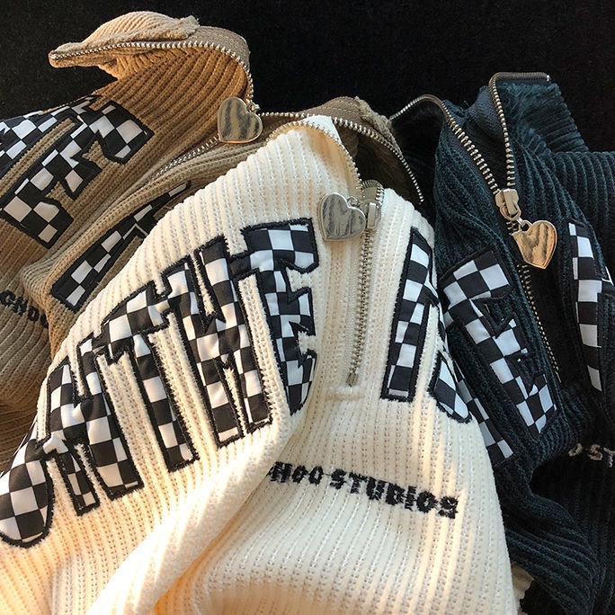 Áo sweater tay dài họa tiết sọc thời trang sành điệu cho nữ