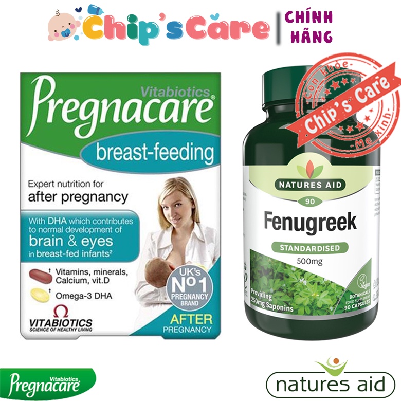 Combo Pregnacare breast feeding và cỏ Cà ri lợi sữa Fenugreek