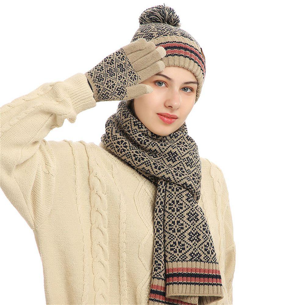 Set Mũ beanie Kèm Găng Tay Và Găng Tay Cảm Ứng Thời Trang Mùa Đông Cho Nữ