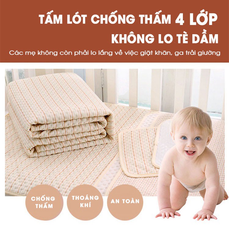 Tấm lót chống thấm cho bé 100% COTTON ORGANIC cao cấp. 50x70cm, 30x45cm Miếng lót chống thấm, mềm mại, thoáng khí