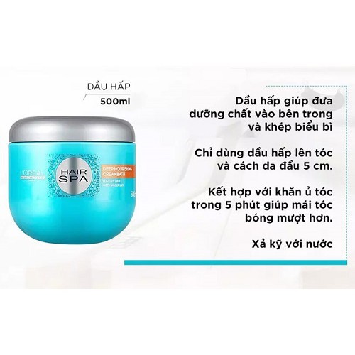 Gội, Xả, Kem hấp, Ủ tóc Loreal Hair Spa Creambath Nourishing các salon Chuyên Nghiệp sử dụng tóc suôn mượt, phồng, bóng