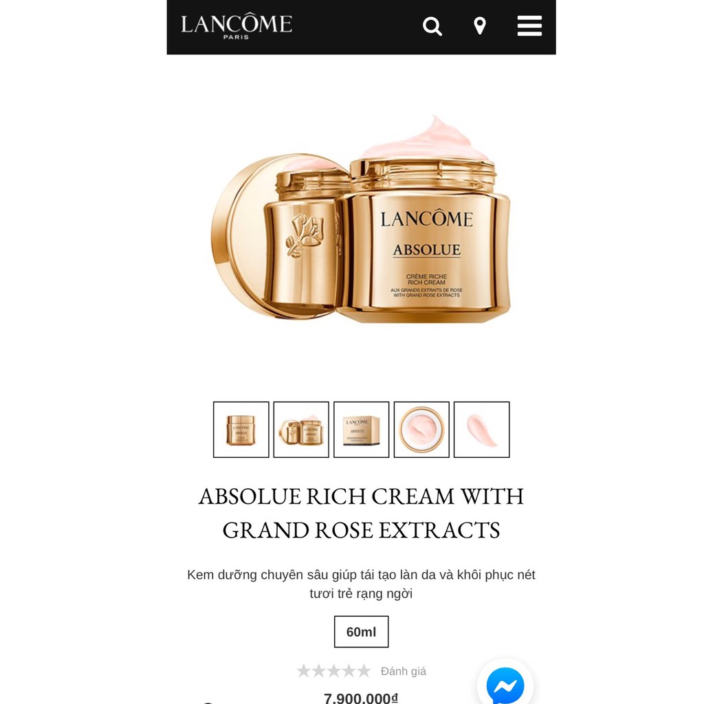 Hũ Kem dưỡng chuyên sâu giúp tái tạo làn da và khôi phục nét tươi trẻ rạng ngời lancome ABSOLUE RICH CREAM 15ml