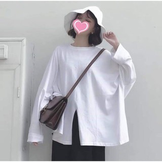 [SIÊU RẺ] Áo thun nữ dài tay xẻ vạt đen, trắng (Sỉ từ 5sp bất kỳ)
