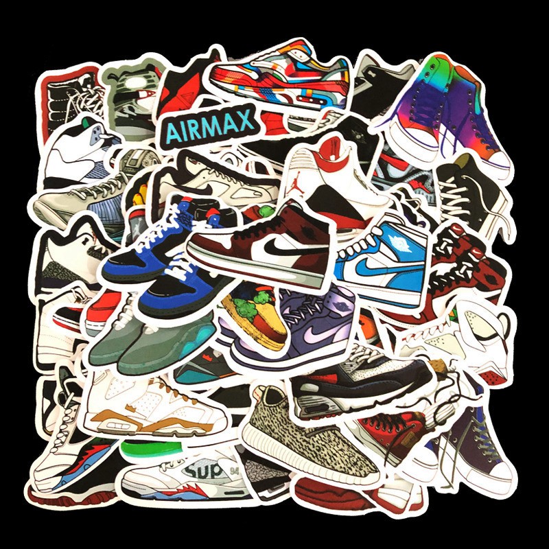 Hình Dán Sticker Sneaker - Bộ 10 20 50 Hình Dán Giầy Sneaker Trang Trí Mũ Bảo Hiểm Điện Thoại - Chống Thấm Nước