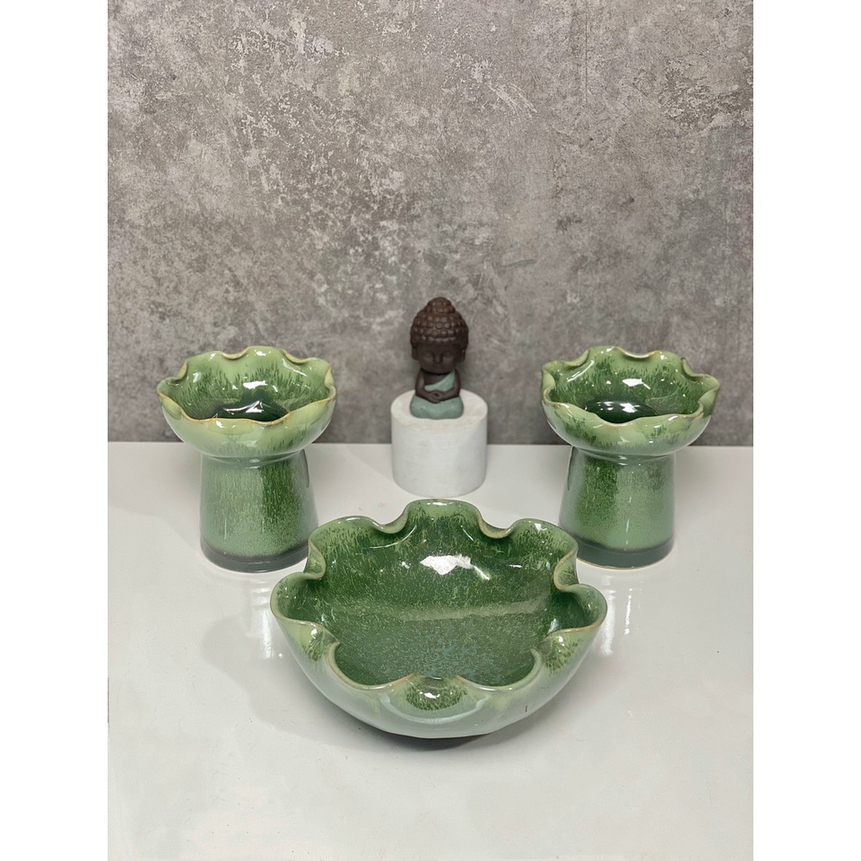 Ly đựng quả phật thủ bằng sứ men hỏa biến