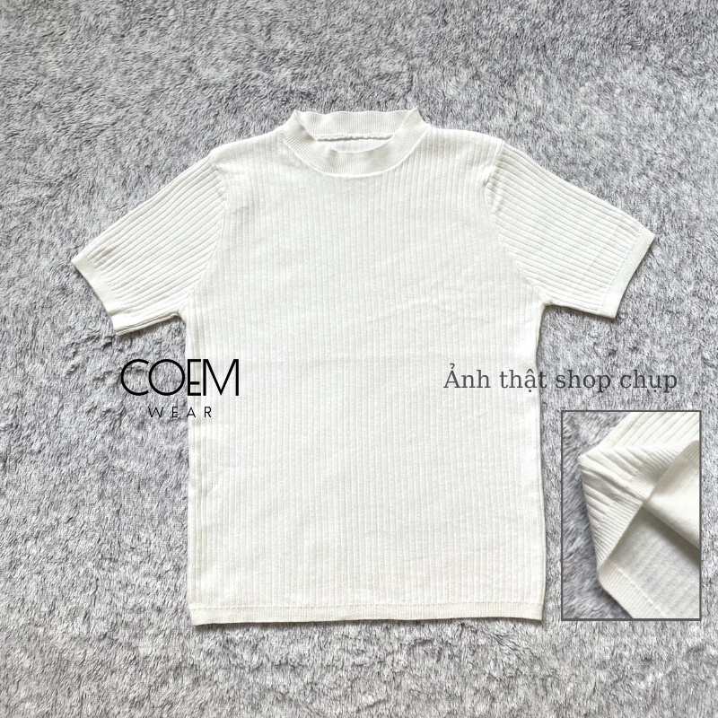 Áo len tay ngắn cổ tròn thời trang nữ đẹp hàng QCCC CW343