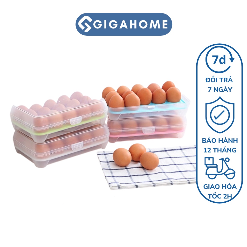 Hộp Đựng Trứng 15 Quả GIGAHOME Có Nắp Đậy Kín,  Đế Chống Trượt 1030