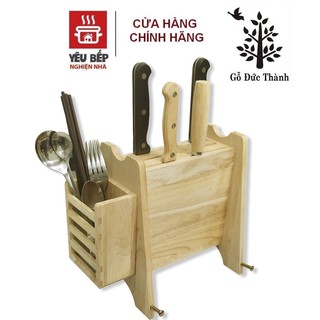 Dắt Dao Bằng Gỗ Đa Năng 20381 Đựng Dao, Muỗng, Đũa, Thớt, Gỗ Đức Thành Chất liệu Cao Su Tự Nhiên Cao Cấp