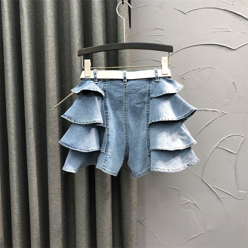 Quần short jean tầng dáng váy hàng Qc ko kèm belt