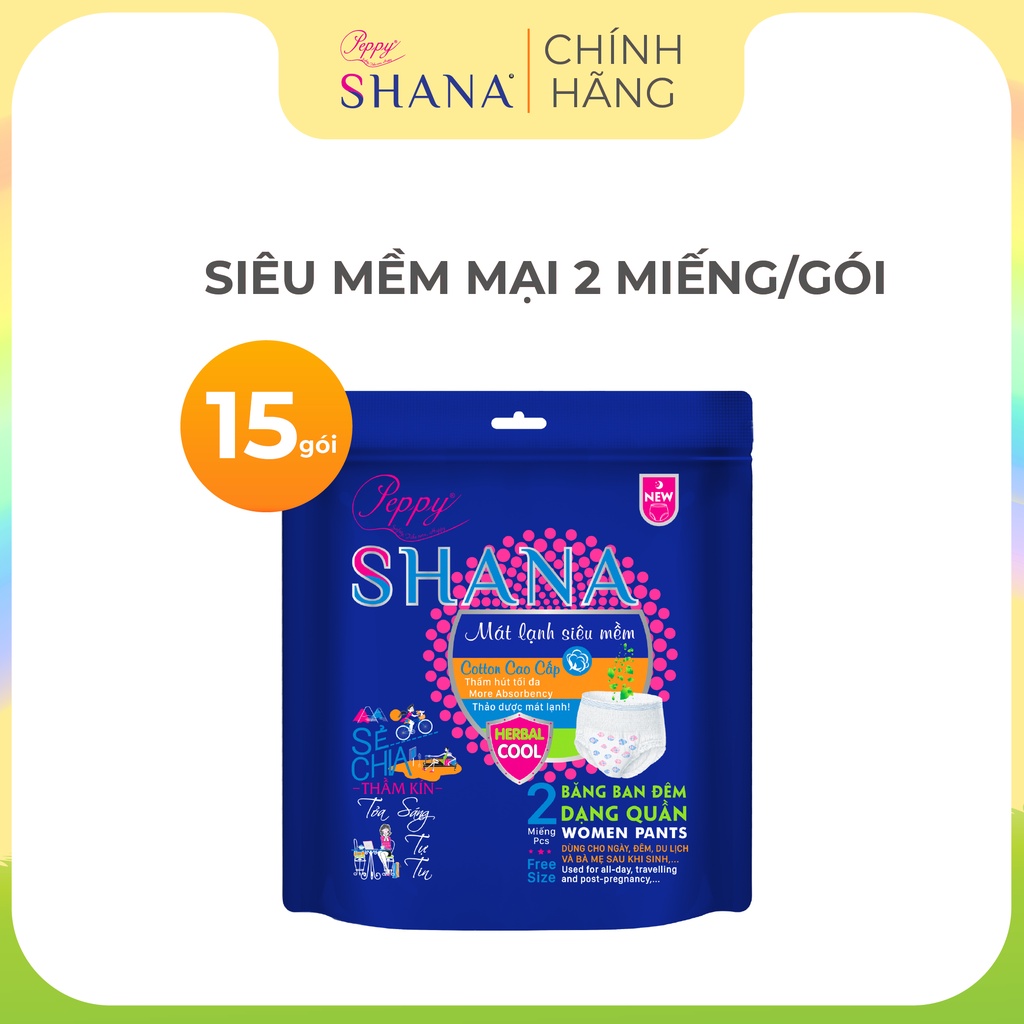 Băng vệ sinh dạng quần SHANA cho bé gái tuổi teen-Combo 15 gói date 2025