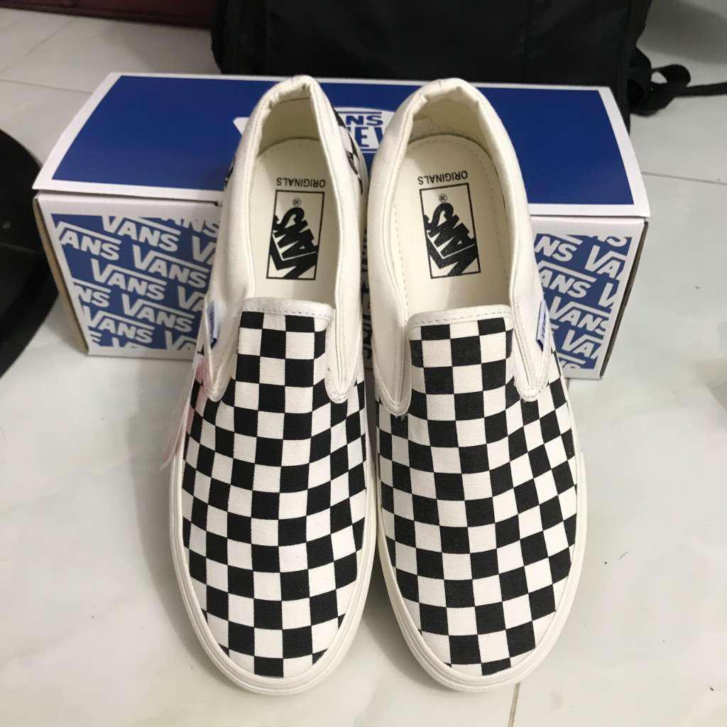[ Freeship - Xả Kho ] Giày slipon caro, Giày thể thao checker board, Giày 𝐕𝐀𝐍𝐒 lười nam nữ chữ xanh | BigBuy360 - bigbuy360.vn