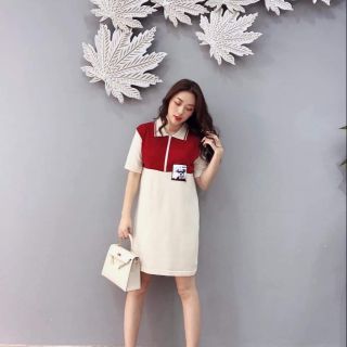 Váy len suông cổ khóa