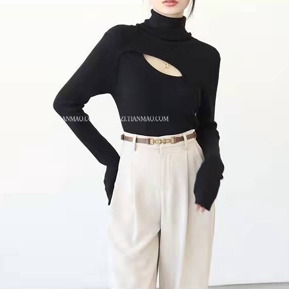 Áo len ZHELIHANGFEI tay dài cổ lọ kiểu dáng sang trọng cho nữ