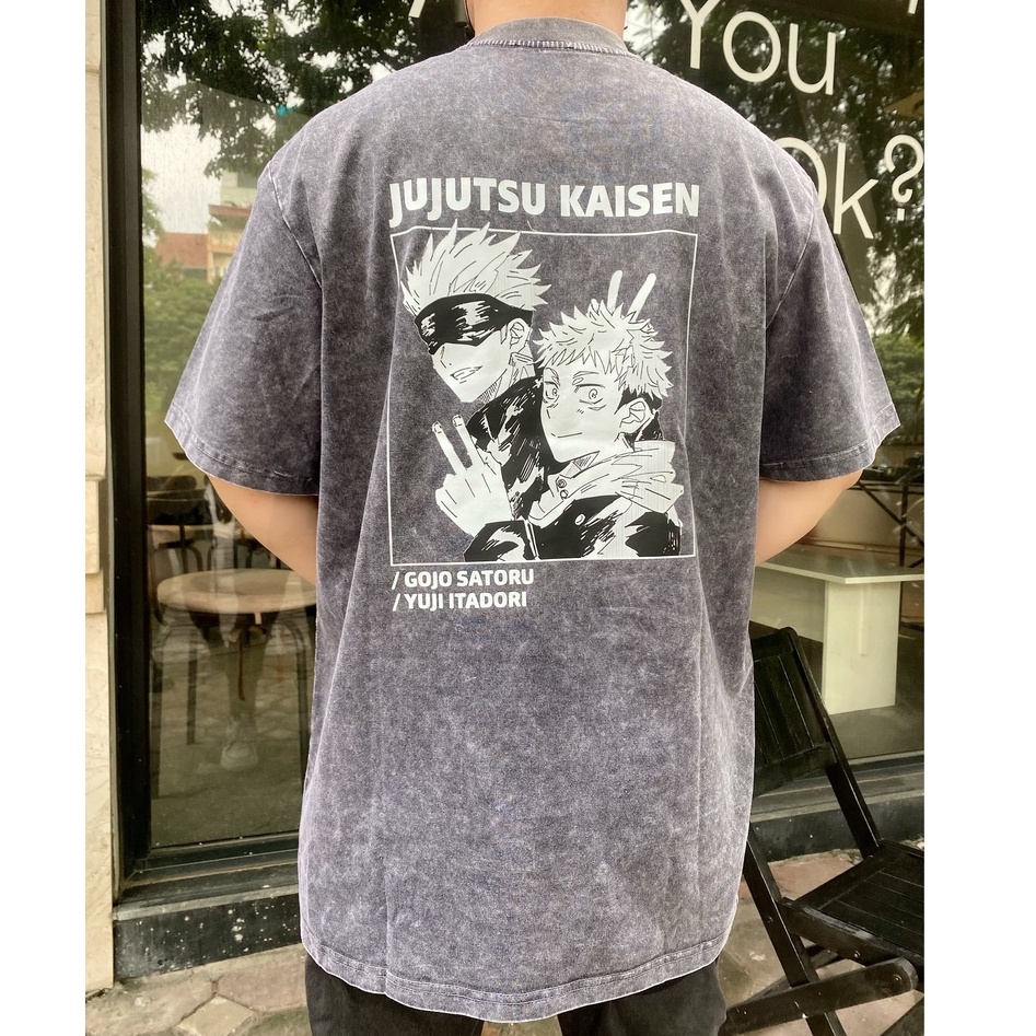 Áo thun Wash jujutsu kaisen 2 ZinVG Shop , Áo thun unisex nam nữ form rộng oversize chất liệu Cotton