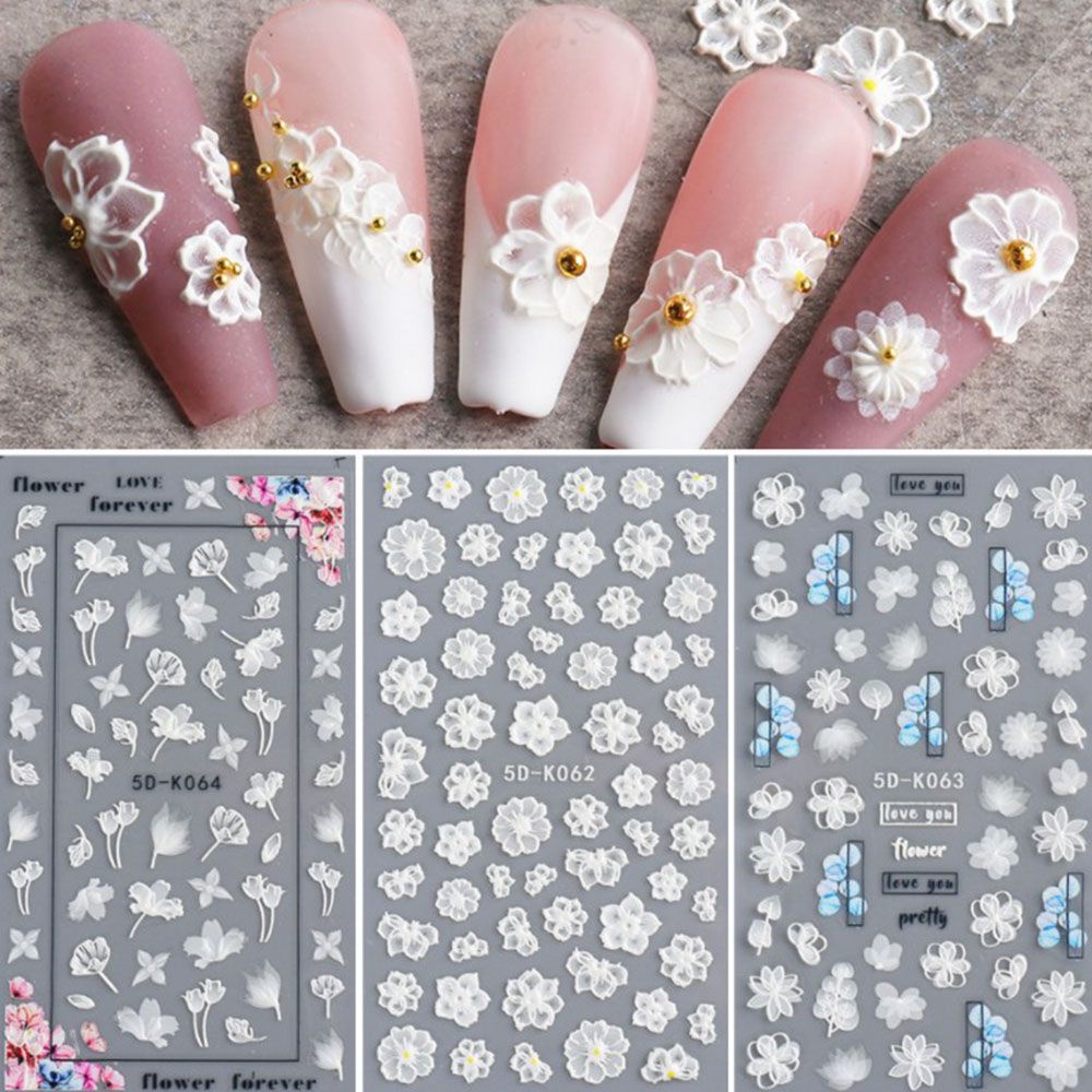 Miếng Dán Trang Trí Móng Tay Hình Hoa Và Bướm 5D Diy Thời Trang