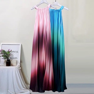 Đầm maxi màu ombre xếp ly