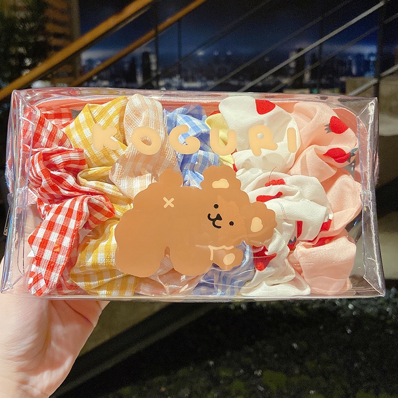 Set 7 Dây Buộc Tóc Cao Su Co Giãn Phong Cách Hàn Quốc Đơn Giản Dành Cho Nữ