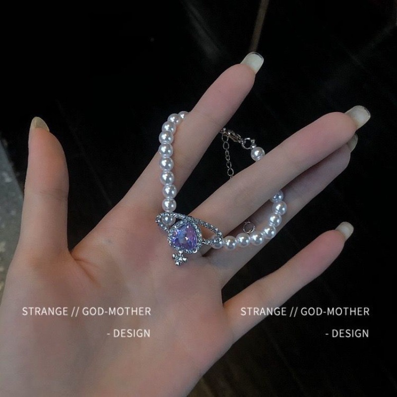 Vòng đeo tay đính ngọc trai giả phong cách Hàn Quốc thời trang lãng mạn dành cho nữ  | BigBuy360 - bigbuy360.vn