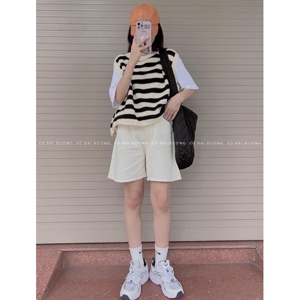 Áo gile len kẻ ngang 8737